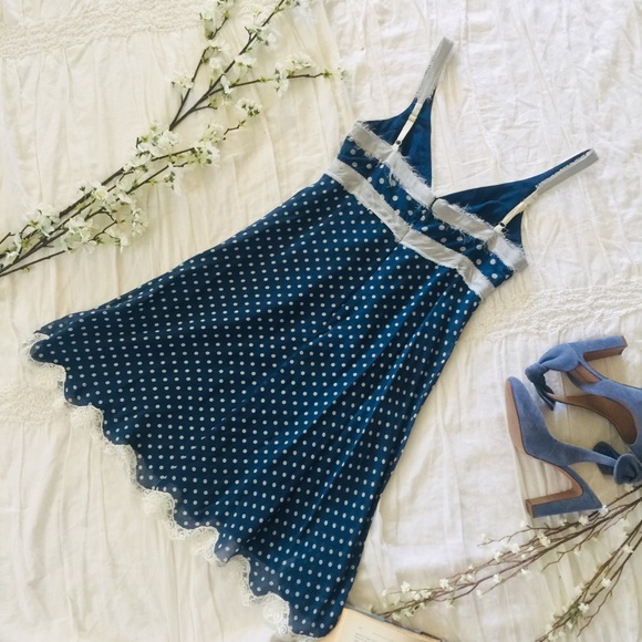 BCBG Navy Polkadot Babydoll Dress - Picture 5 of 5